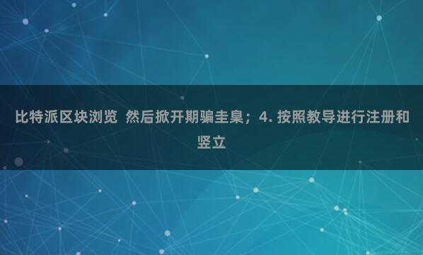 比特派区块浏览 然后掀开期骗圭臬;4. 按照教导进行注册和竖立