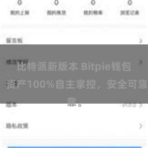 比特派新版本 Bitpie钱包：资产100%自主掌控，安全可靠。