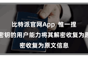 比特派官网App 惟一捏有正确密钥的用户能力将其解密收复为原文信息